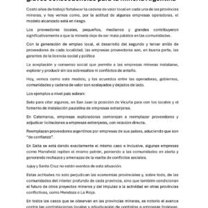 PROVEEDORES MINEROS CUESTIONAN LA CONTRATACIÓN DE EMPRESAS EXTRANJERAS Y ADVIERTEN SOBRE EL IMPACTO EN LA INDUSTRIA NACIONAL.